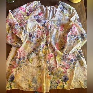 H&M Pleated A-Line Floral Dress - Size M